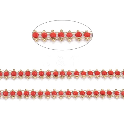 Brass Handmade Faceted Glass Beaded Chains CHC-F012-04A-1