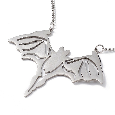 Non-Tarnish 2Pcs 2 Style 304 Stainless Steel Bat Pendant Necklaces Set NJEW-E092-01P-1