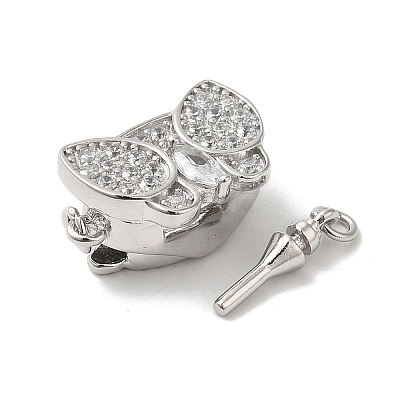 Rhodium Plated 925 Sterling Silver Pave Clear Cubic Zirconia Box Clasps STER-M114-10P-1