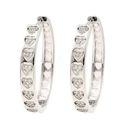 Brass Micro Pave Cubic Zirconia Hoop Earrings EJEW-D078-19P-1
