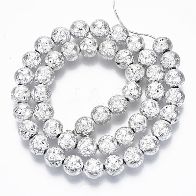 Electroplated Natural Lava Rock Beads Strands G-S352-30C-06-1
