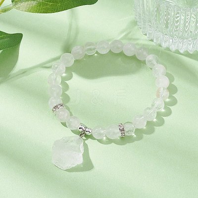 Natural Quartz Crysta & Synthetic Hematite Beaded Stretch Bracelet BJEW-JB09760-05-1
