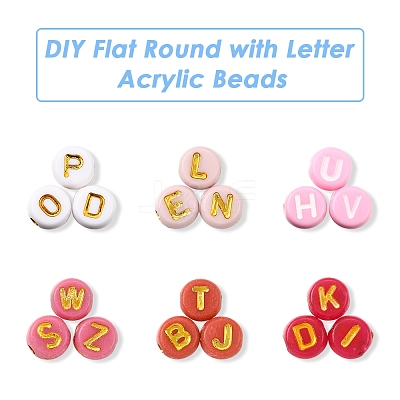 DIY Flat Round with Letter Acrylic Beads Bracelets Making Kits DIY-FS0008-90-1