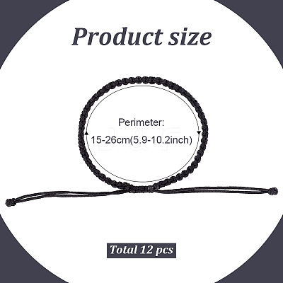 12Pcs Nylon Braided Cord Bracelets Set BJEW-AN0001-58-1