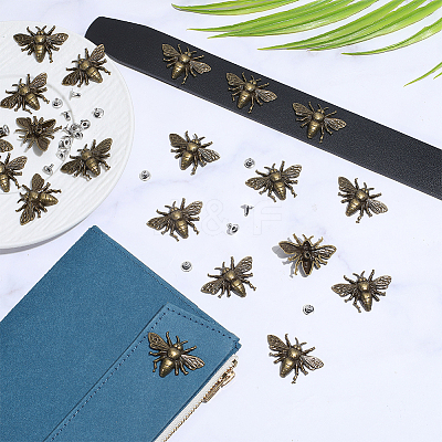 20Pcs Zinc Alloy Bees Decorative Rivets FIND-PH0062-14AB-1