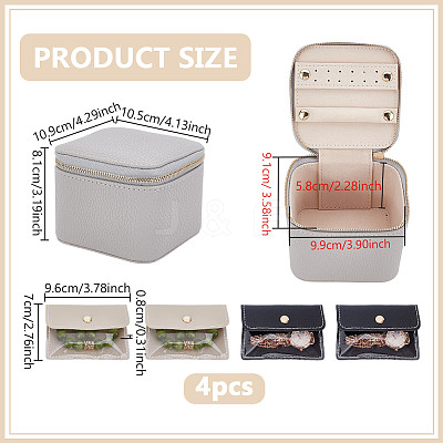 Portable Imitation Leather Jewelry Storage Zipper Boxs with 4 Insert Bags CON-WH0202-001D-1