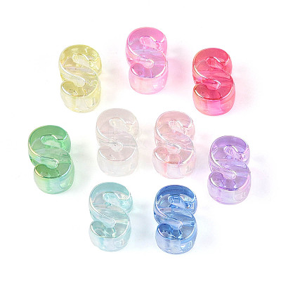 UV Plating Transparent Acrylic European Beads OACR-M027-02S-1