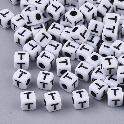 White Opaque Acrylic Beads MACR-R869-02T-1