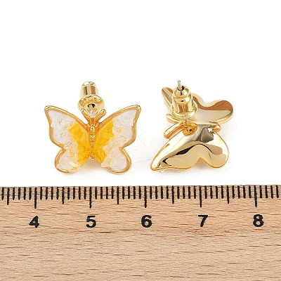 Butterfly Brass Stud Earrings EJEW-K308-05G-01-1