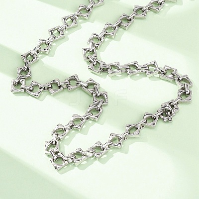 304 Stainless Steel Rhombus Link Chain Necklaces for Women Men NJEW-F363-02P-1