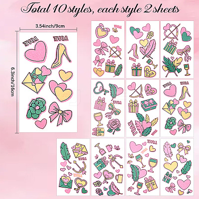 20 Sheets Luminous Water Proof Removable Temporary Tattoos Stickers AJEW-SP0002-81C-1