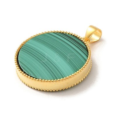 Rack Plating 925 Sterling Silver Pave Natural Malachite Pendants G-K352-01G-1