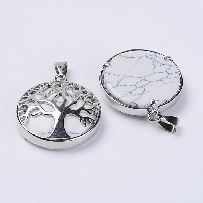 Natural Howlite Pendants G-P350-D11-1