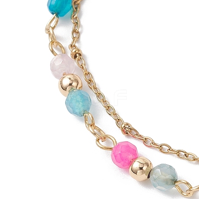 3Pcs Natural Agate Round Beads Multi-strand Bracelets BJEW-JB12468-1