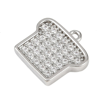 Brass Micro Pave Clear Cubic Zirconia Charms KK-L238-18P-1
