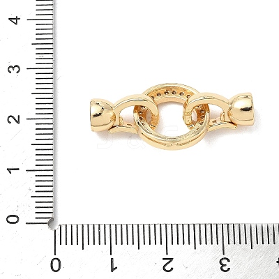 Brass Micro Pave Clear Cubic Zirconia Fold Over Clasps KK-U059-34G-1