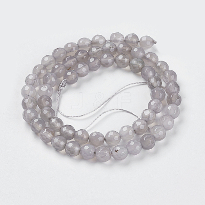 Natural Grey Agate Beads Strands X-G-G580-6mm-08-1
