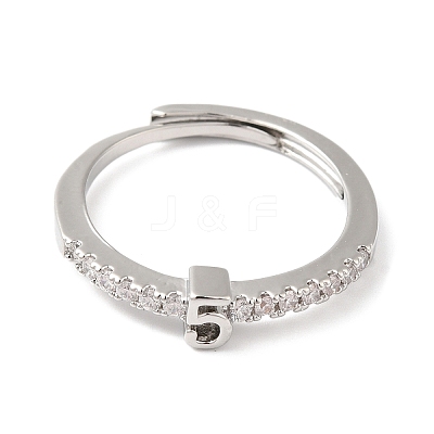 Rack Plating Brass Clear Cubic Zirconia Number 5 Adjustable Rings for Women RJEW-S407-09P-05-1
