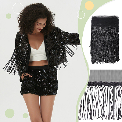 Polyester Fringe Lace Trim DIY-WH0671-008E-1