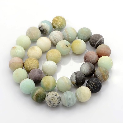 Natural Frosted Flower Amazonite Round Beads X-G-D616-6mm-1