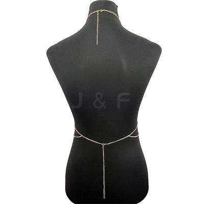 Alloy & Iron Tassel Sexy Body Chains with Blue Acrylic Teardrop Beads for Women WG92352-01-1