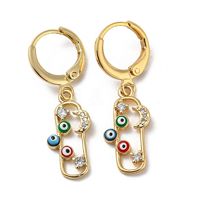 Golden Brass Dangle Leverback Earrings EJEW-A033-23G-01-1