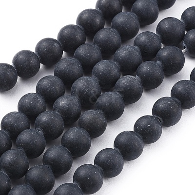 Natural Black Obsidian Beads Strands G-F662-01-8mm-1