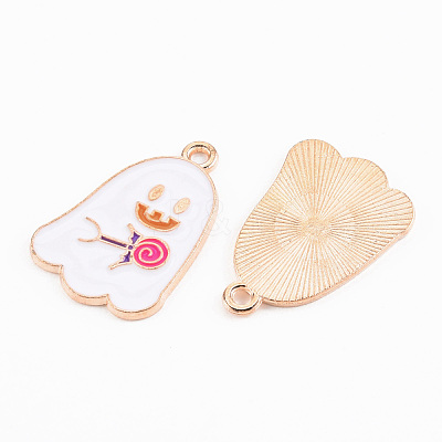 Light Gold Tone Alloy Enamel Pendants ENAM-T018-16-1