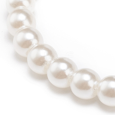 ABS Plastic Imitation Pearl Beaded Stretch Bracelet with Alloy Enamel Charms for Kids BJEW-JB08524-1