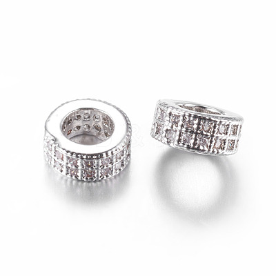 Brass Cubic Zirconia European Beads ZIRC-F001-103P-1