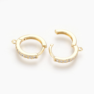 Brass Micro Pave Cubic Zirconia Huggie Hoop Earring Findings KK-O112-13-1