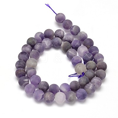 Frosted Natural Amethyst Round Bead Strands LS-G-L357-6mm-07-1
