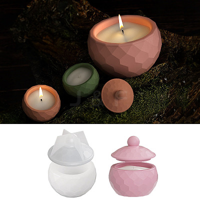 Faceted Round DIY Candle Cup Silicone Molds DIY-Q037-07A-1