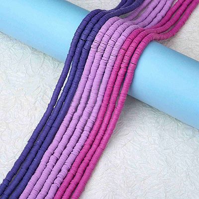 10 Strands 3 Colors Flat Round Handmade Polymer Clay Beads CLAY-SZ0002-03A-1