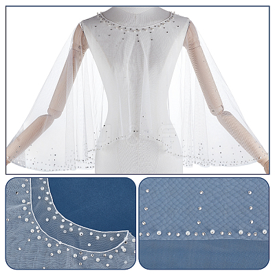 Polyester Gauze Bridal Shawl AJEW-WH0481-225-1