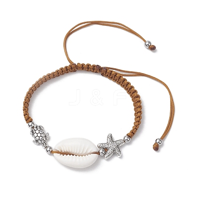 Natural Cowrie Shell Braided Bead Bracelets for Women BJEW-JB11765-04-1