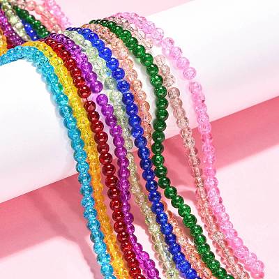 Mixed Crackle Glass Bead Strands GGC4mm-1