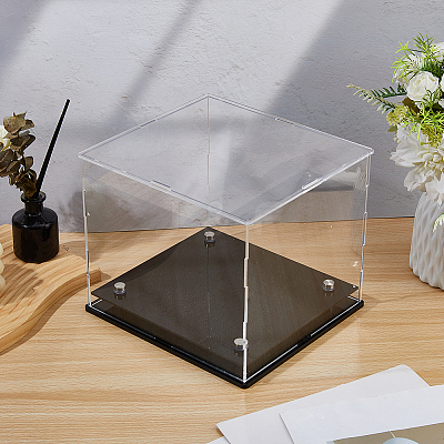Transparent Acrylic Minifigure Display Cases with Black Base ODIS-WH0108-107-1
