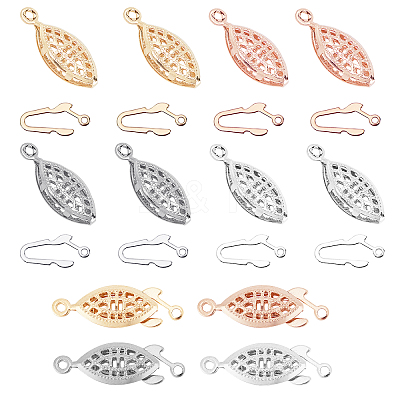 40 Sets 4 Colors 304 Stainless Steel Box Clasps STAS-UN0022-83-1