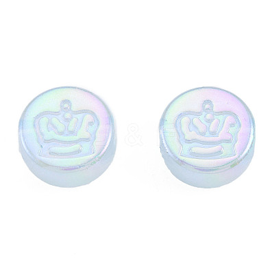 Rainbow Iridescent Plating Acrylic Beads OACR-N010-067-1