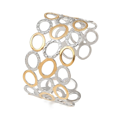 304 Stainless Steel Cuff Bangles for Women BJEW-G757-11GP-1
