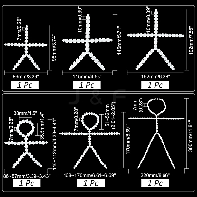 6Pcs 6 Style Plastic Action Figure Movable Skeleton DIY-PH0020-90-1