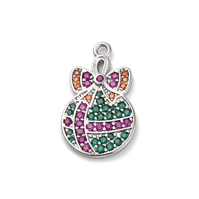 Christmas Series Brass Micro Pave Cubic Zirconia Pendants KK-Q010-01P-04A-1