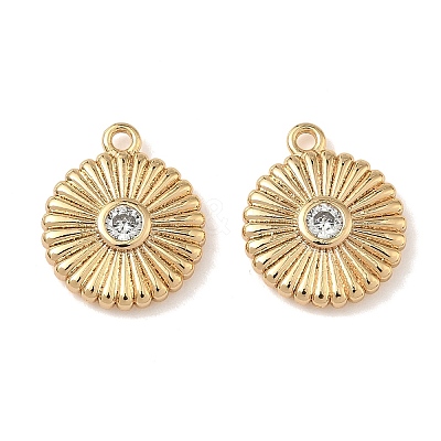 Brass Micro Pave Cubic Zirconia Grooved Pendants KK-A280-04A-G-1