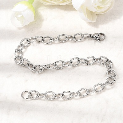 201 Stainless Steel Cable Chain Bracelets STAS-T077-15P-1