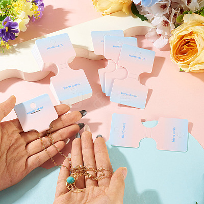 50Pcs Folding Paper Jewelry Display Cards ODIS-TA0001-07C-1