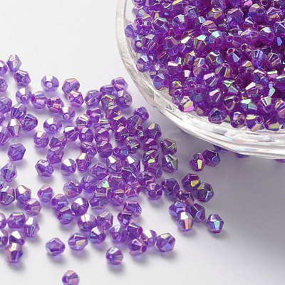 Bicone AB Color Plated Eco-Friendly Transparent Acrylic Beads X-TACR-A003-4mm-28-1