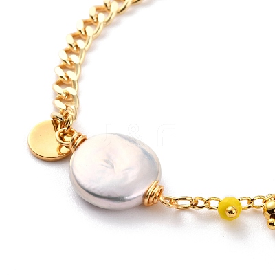 Natural Baroque Pearl Keshi Pearl Link Bracelets BJEW-JB05803-05-1