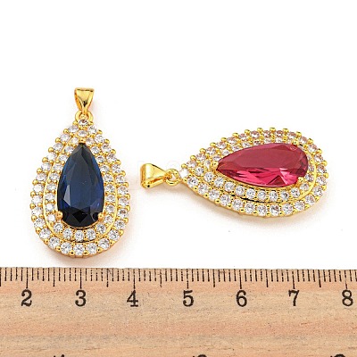 Rack Plating Brass Micro Pave Cubic Zirconia Pendants KK-H469-01G-1