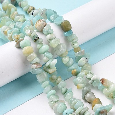 Natural Flower Amazonite Chips Beads Strands G-M205-12B-1